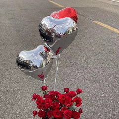 Valentine's Day Love Ball Frosted Mirror Heart-shaped Balloon Flower Bouquet Wedding Festive Supplies Accessories Matching Wholesale