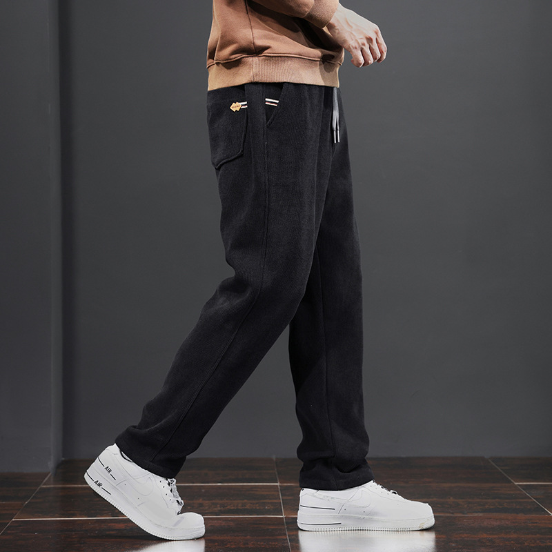 Pantalones deportivos de pana para hombre 2023 nuevo Otoño e Invierno otoño Boao terciopelo pantalones casuales de pierna ancha Pantalones deportivos para hombre