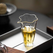 玻璃公道杯无由简约日式公杯耐高温高硼硅花瓣分茶器高级透明茶海