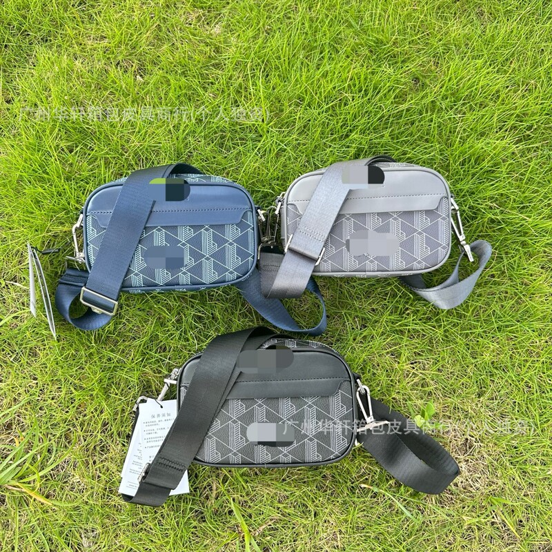 New Trendy Brand Men's Casual Plaid Shoulder Bag Korean Style Leather Crossbody Bag Fashionable Small Square Bag Small Backpack