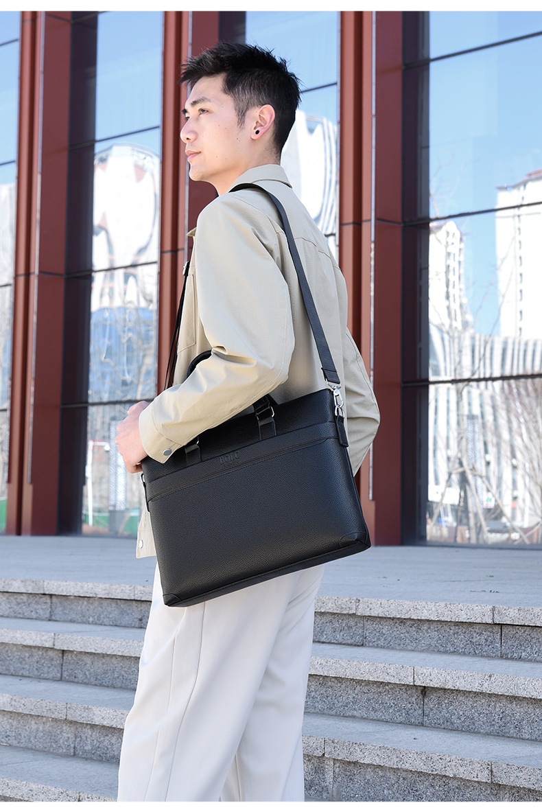 2025 Business Bag Men's laptop bag pu large Capacity Trendy single-shoulder hand-carry men's bag briefcase undefined