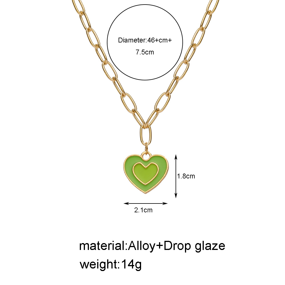2021 New Creative Simple Womenu0027s Jewelry Cute Girly Style Drop Oil Double Layers Loving Heart Ne