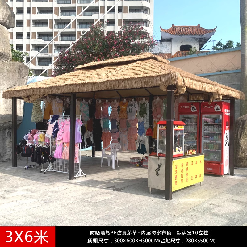 Pabellón al aire libre, techo galvanizado, pabellón de cuatro pilares, patio, jardín, techo, toldo de ocio, gran dosel de lluvia