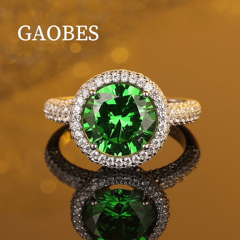 Factory Custom Princess Style 925 Sterling Silver Inlaid Emerald Ring Full Diamond Jewelry High-end Jewelry Engagement Gift