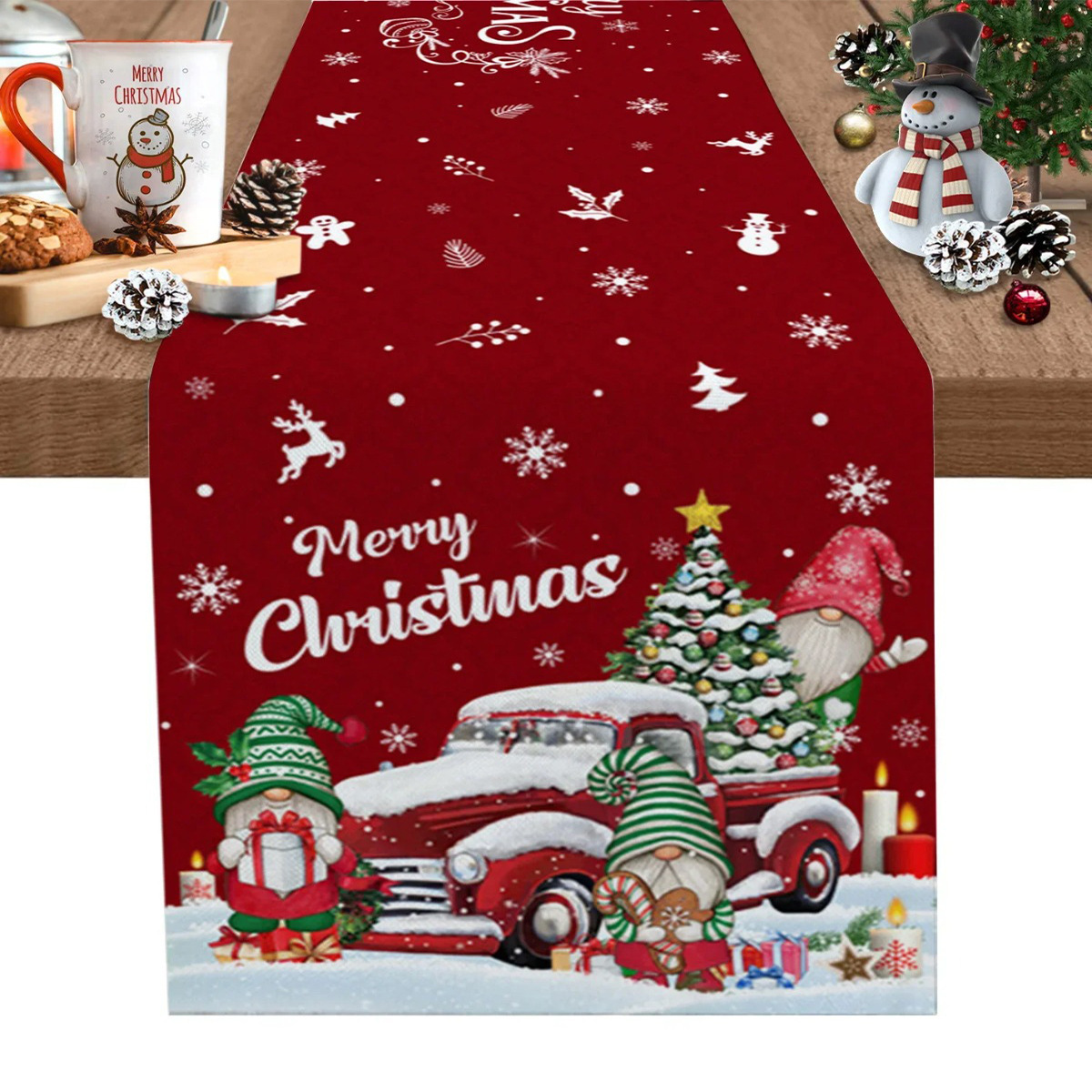 Amazon nueva bandera de mesa de Santa Claus blanca mesa de té de Navidad sala de estar dormitorio mesa de decoración de fondo