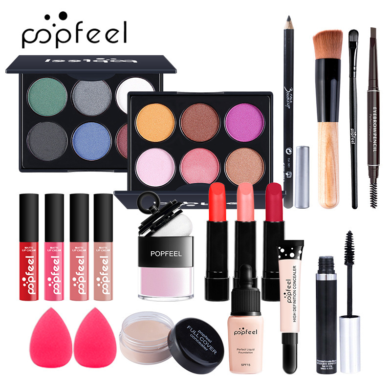 Traje europeo y americano sombra de ojos maquillaje conjunto completo principiante estudiante novato conjunto completo caja de regalo de maquillaje ligero combinación de cosméticos sombra de ojos