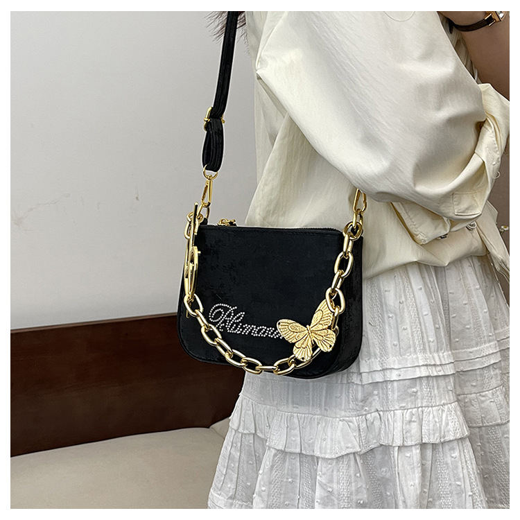 Women's Small Suede Letter Butterfly Streetwear Square Magnetic Buckle Crossbody Bag display picture 14