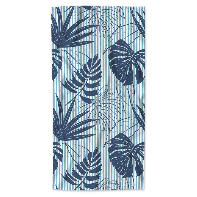 Summer Navy Blue Palm Leaf Beach Towel Microfiber Adult Seaside Bath Towel Sports Fitness Towel Wholesale