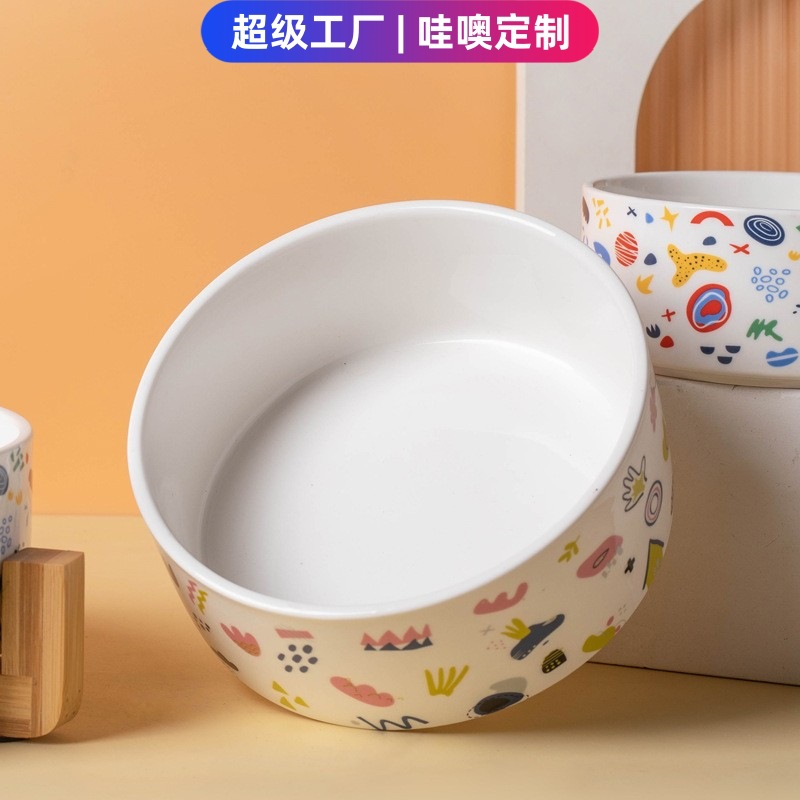 와우 맞춤형 세라믹 고양이 그릇 개 그릇 개 그릇 마시는 그릇 더블 그릇 목 보호 미끄럼 방지 애완 동물 그릇 용품