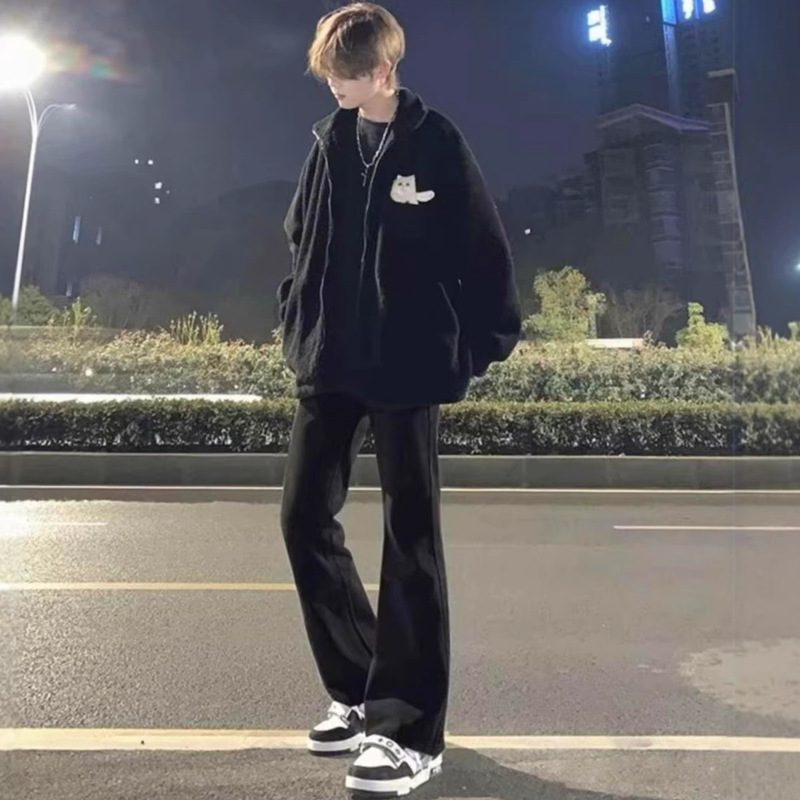 Men's Flared Jeans 2026 Spring New Straight-Leg American High Street Vibe Trendy Brand Stylish Slim-Fit Black Pants Men's Flared Jeans 2026 Spring New Straight-Leg American High Street Vibe Trendy Brand Stylish Slim-Fit Black Pants