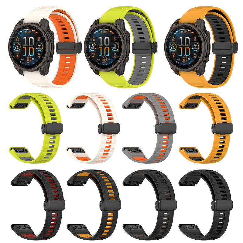 Suitable for Garmin Fenix8 7 6 5 Two-Color Strap Enduro3 Watch Foldableing Buckle Strap Quatix8 Wrist Strap