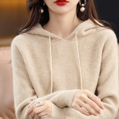 Cashmere 2022 Autumn and winter new pattern lady Easy Hooded Socket Raglan have cash less than that is registered in the accounts Ingot needle sweater knitting Hoodie