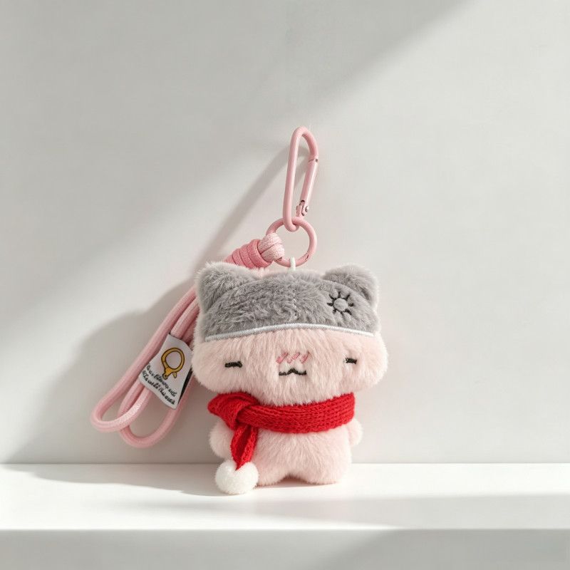 복슬복슬 졸린 고양이 인형 키링 가방 장식 미니 봉제인형