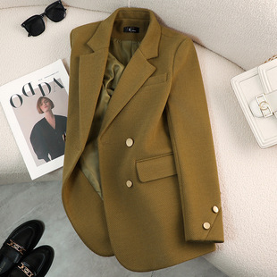 Autumn New Suit Jacket Women's Metal Buckle British Style Casual All-match Woolen Age-reducing Suit Trendy Women