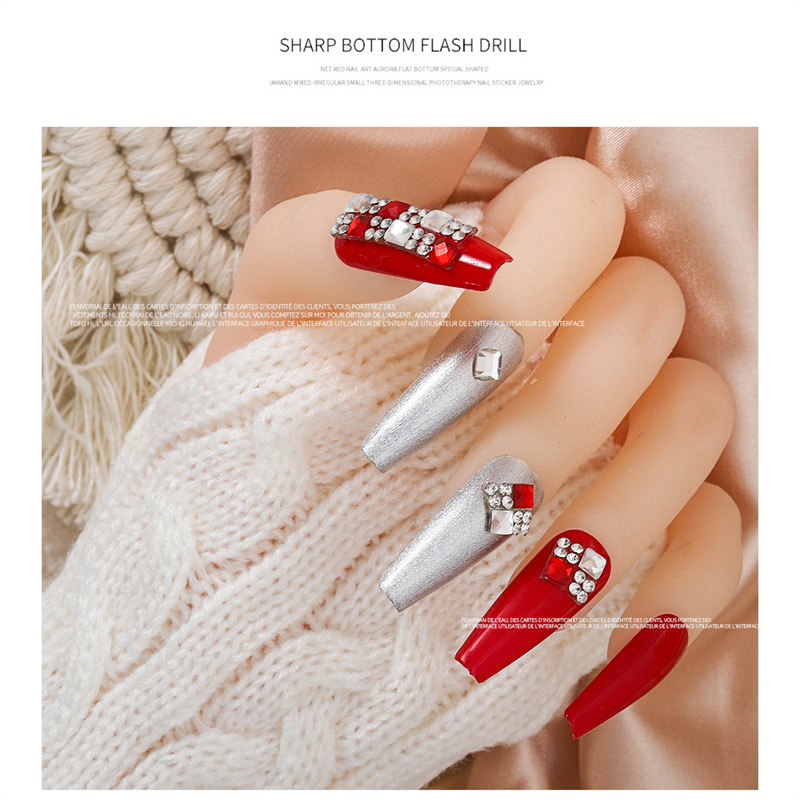 Cross-border popular taladro de uñas joyas carta cinta pegatinas color Perla Rhinestone uñas diamante joyería papel embalaje de la tarjeta