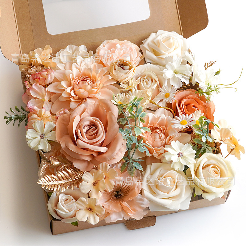 Nueva flor artificial con poste de la flor de la boda decoración ambiente props decoración al aire libre caja de regalo flor hortensia DIY flor de seda