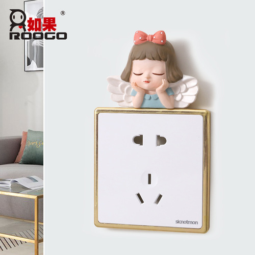 If 3D cartoon three-dimensional resin wall sticker creative home wall decoration frameless switch sticker wall switch board decoration