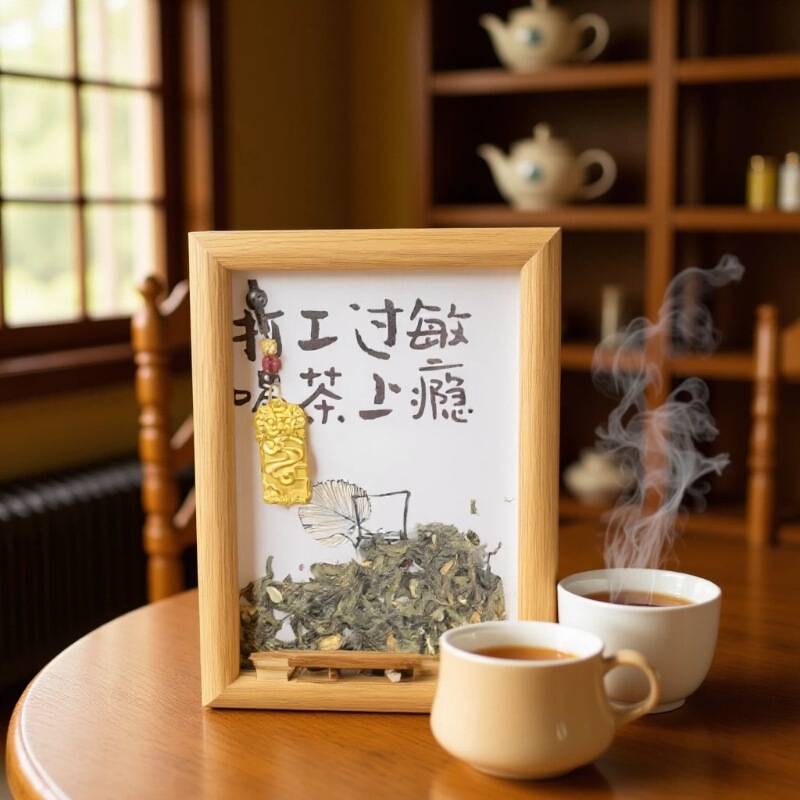 New Chinese-style tea aroma photo frame ornament, handmade dry tea leaf collage painting, cultural and creative home decoration, office desk decoration New Chinese-style tea aroma photo frame ornament, handmade dry tea leaf collage painting, cultural and creative home decoration, office desk decoration