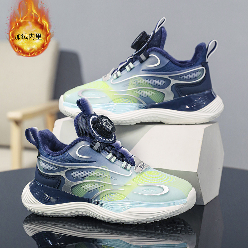 Zapatos de baloncesto al por mayor para niños botones giratorios de zapatos de algodón para niños otoño y invierno