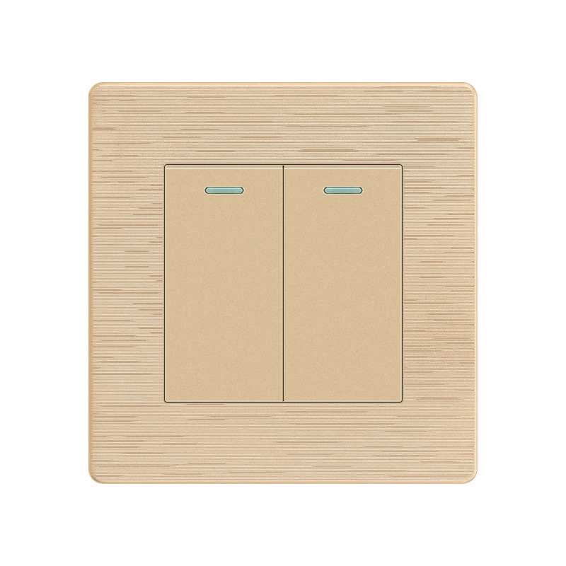 外贸开关插座批发家用暗装86型面板一开单控多控金色开关147型16A