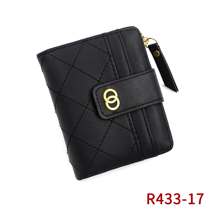 Versión coreana de la hebilla de la billetera de las señoras del rombo de la moda corta, el monedero delgado de varias tarjetas, el bolso de identificación, la billetera al por mayor