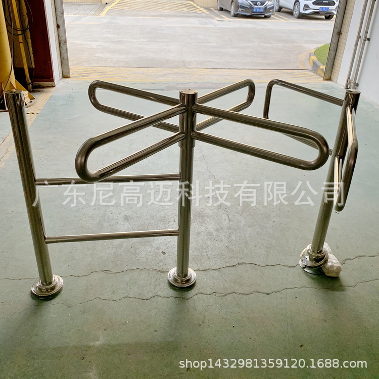 单向十字滚闸门工厂仓库疏散排队门进出禁行通道半高不锈钢转闸机