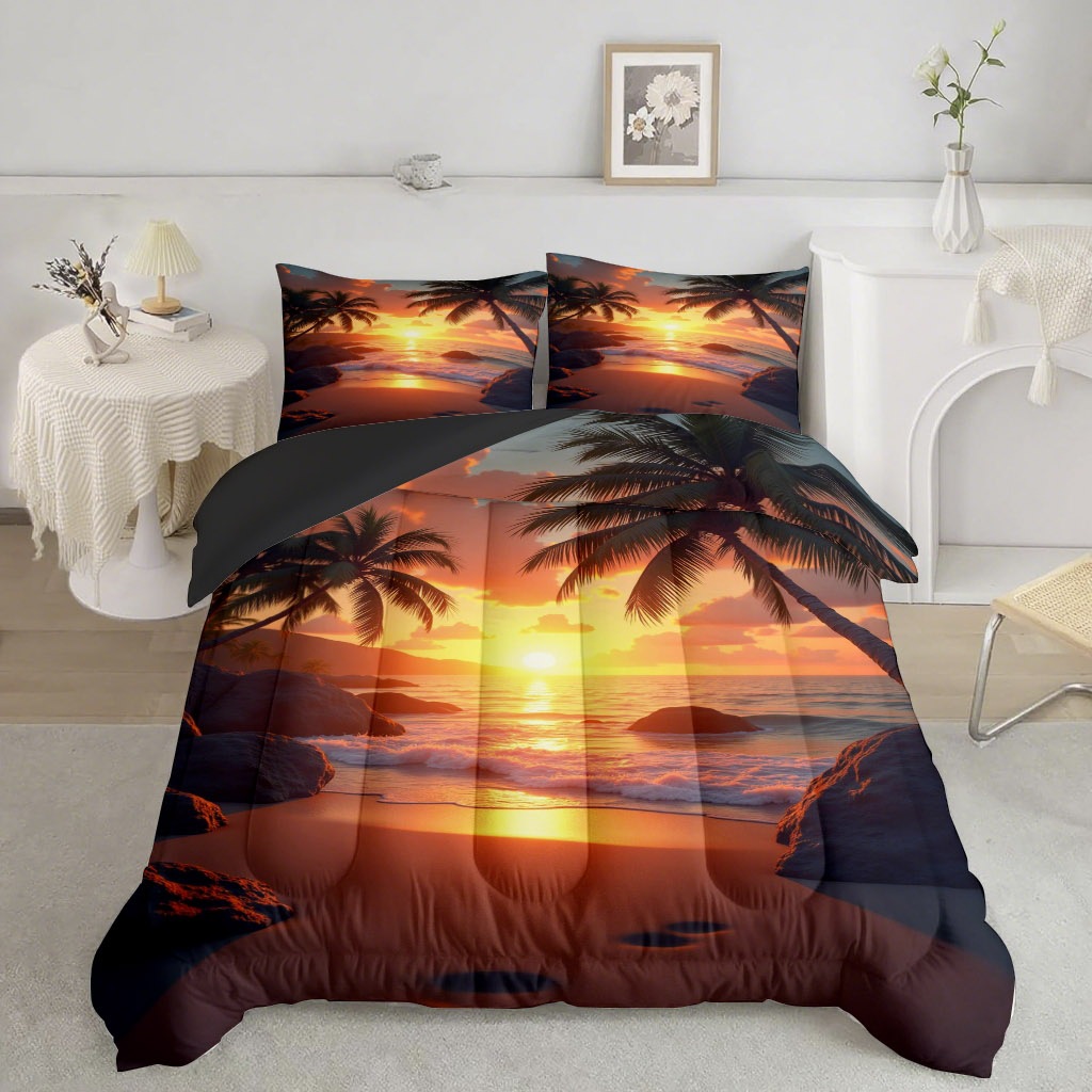 TEMU / JIT nuevo producto de impresión digital de alta definición con vistas al mar 180gms fabricantes de colcha de suministro directo a las figuras se pueden fijar