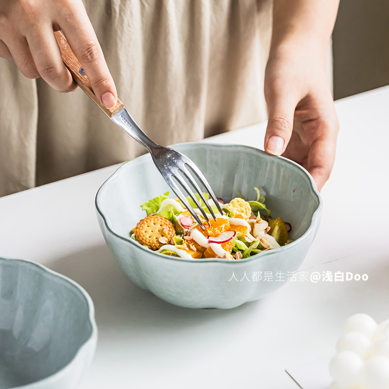 Ins風サラダボウル高颜値陶磁器ボウル家庭用食器朝食ボウルヨーグルトオート麦ボウル大サイズ茶碗卸売り|undefined