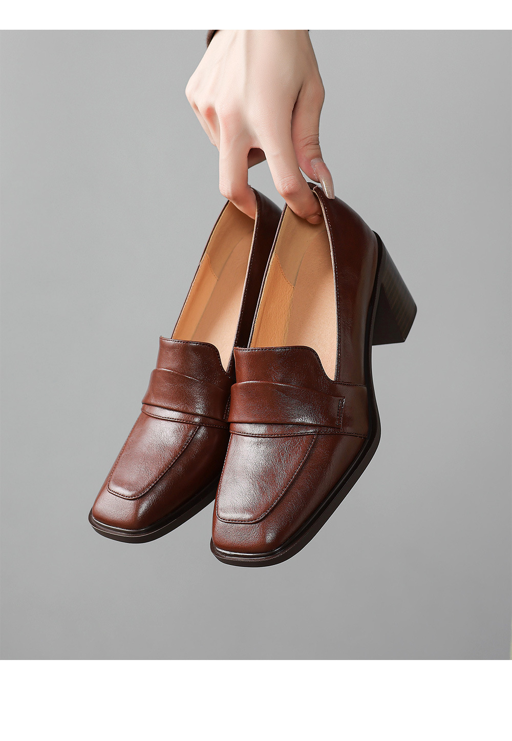 CHIKO Agueda Square Toe Block Heels Loafers Shoes