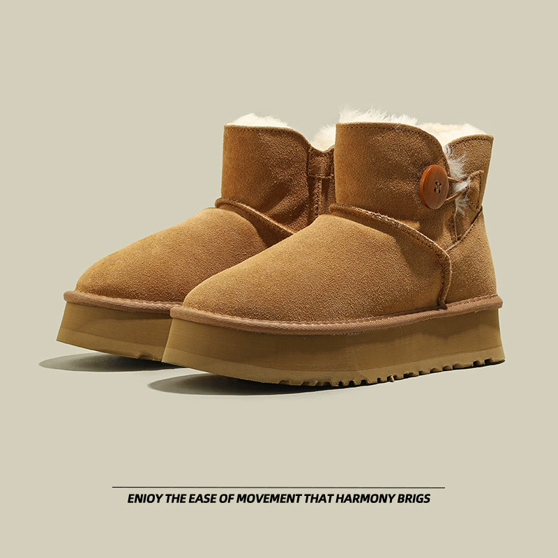 Winter non-slip low boots platform, shoes, genuine leather