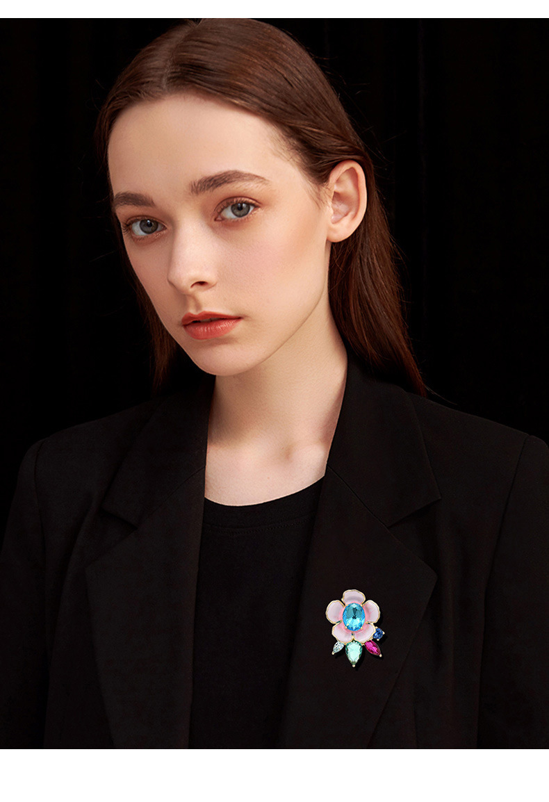 High-grade enamel texture flower magnetic buckle high-grade corsage drop oil spring bloom flower magnet buckle accessories wholesale