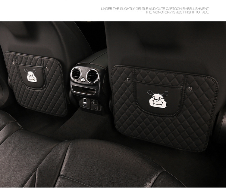 Cartoon Anti-Kick Pad for Car Seat Back, Rabbit and Dog Embroidered Anti-Kick Mat, Car Seat Cushion Cartoon