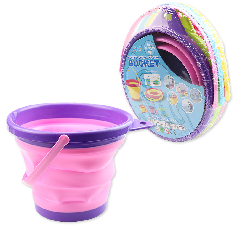 Cubo plegable retráctil flexible pegamento portátil 2.5L Cubo de playa Cubo de nieve Playa cubo redondo plegable al aire libre