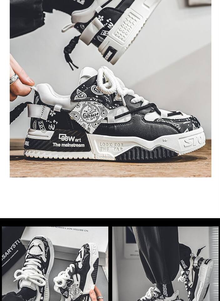 Giày sneaker nam đế dày tăng chiều cao, thân thấp dây buộc, phối màu trơn — 6678 Trắng Xanh Lục, 6678 màu Milan, 6678 trắng đen chi tiết 19