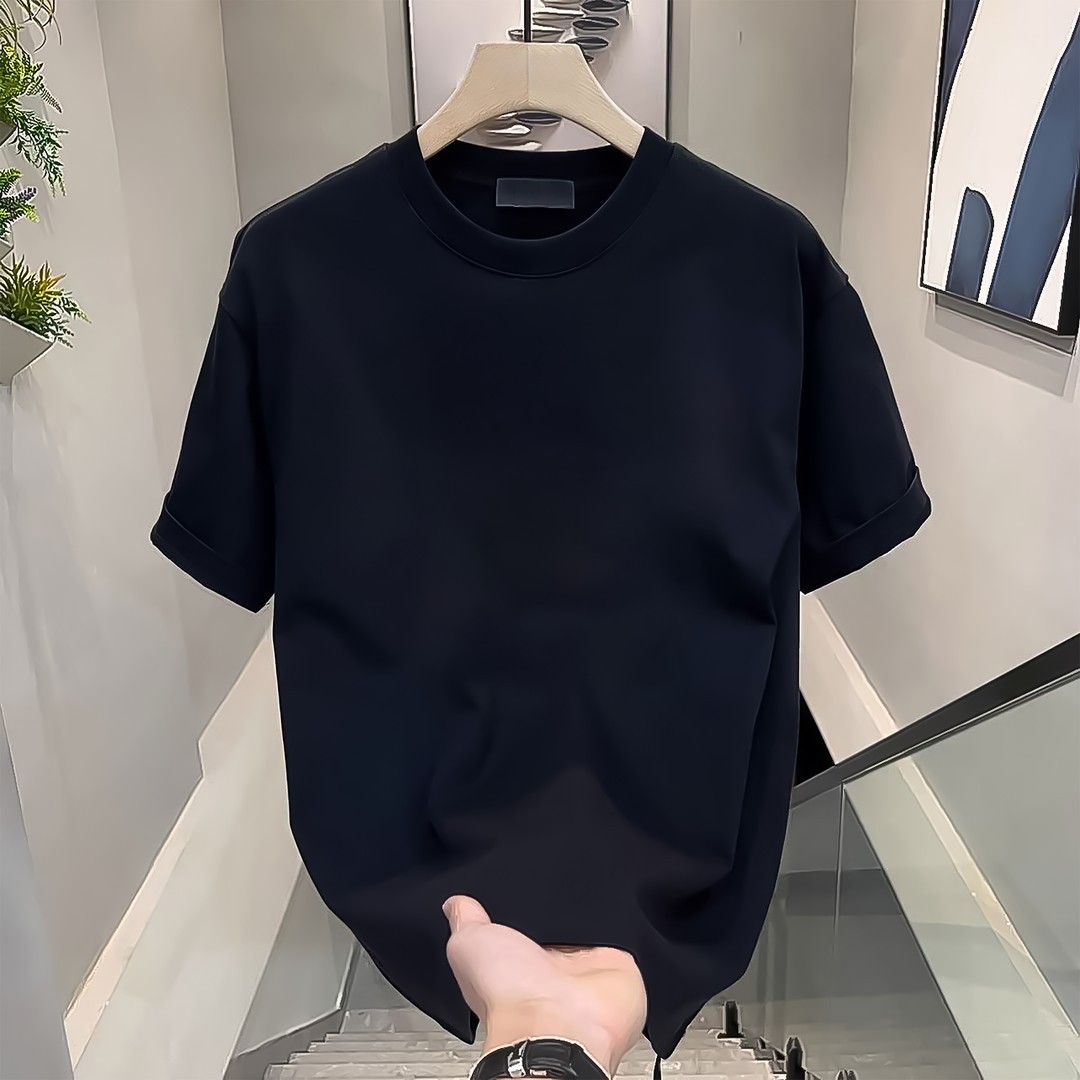 T-shirt à manches mi-longues pour hommes, marque de mode américaine, ample, polyvalent, en pur coton, haut de gamme, nouvelle collection été_voghion.com