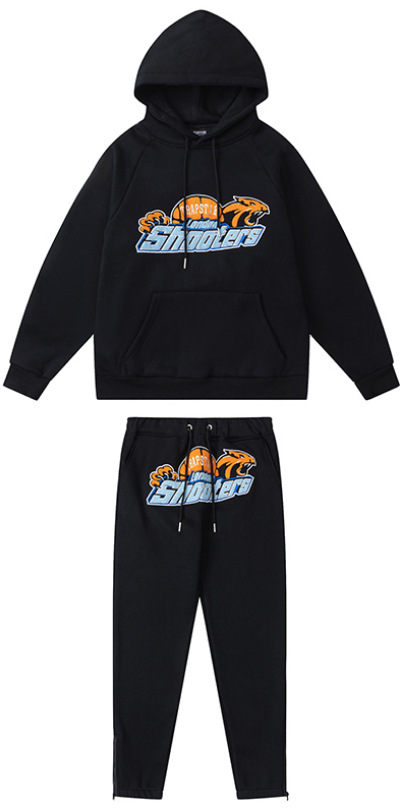 Trapstar Rainbow degradado carta cabeza de tigre bordado con capucha suéter pantalones largos deportes casual traje forrado de lana