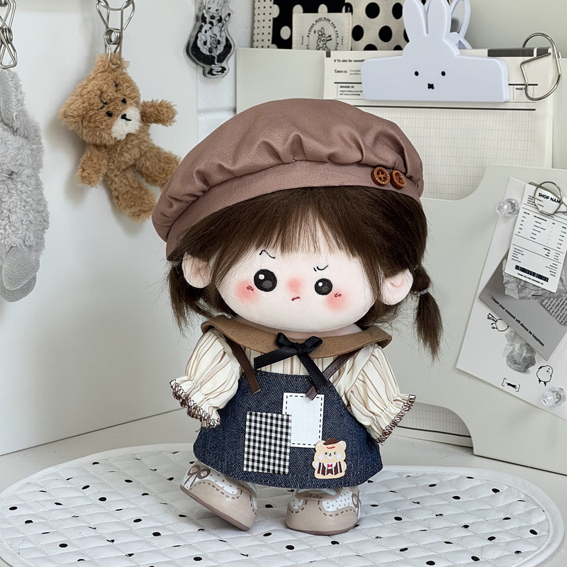 20cm Doll Clothes for Normal and Chubby Body Caramel Bear Suspender Dress Set 20cm Cotton Doll Clothes Replacement