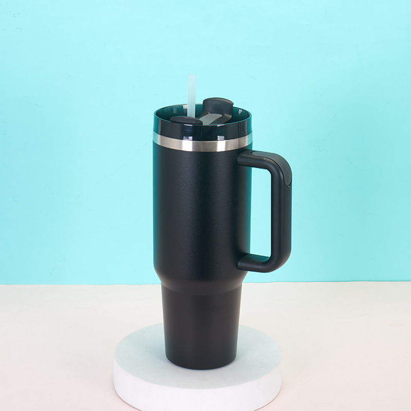 Isolierte Trinkflasche 40oz Mit Henkel Und Trinkhalm Edelstahl_voghion.com
