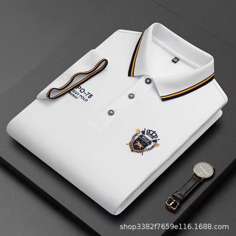 New summer men's short-sleeved T-shirt young and middle-aged men's polo shirt lapel thorn loose top foreign trade business cross-border