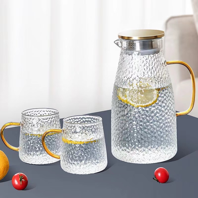 manufacturers can set cold water bottle glass large capacity hammer pattern water pitcher heating glass set cold boiled water pot household