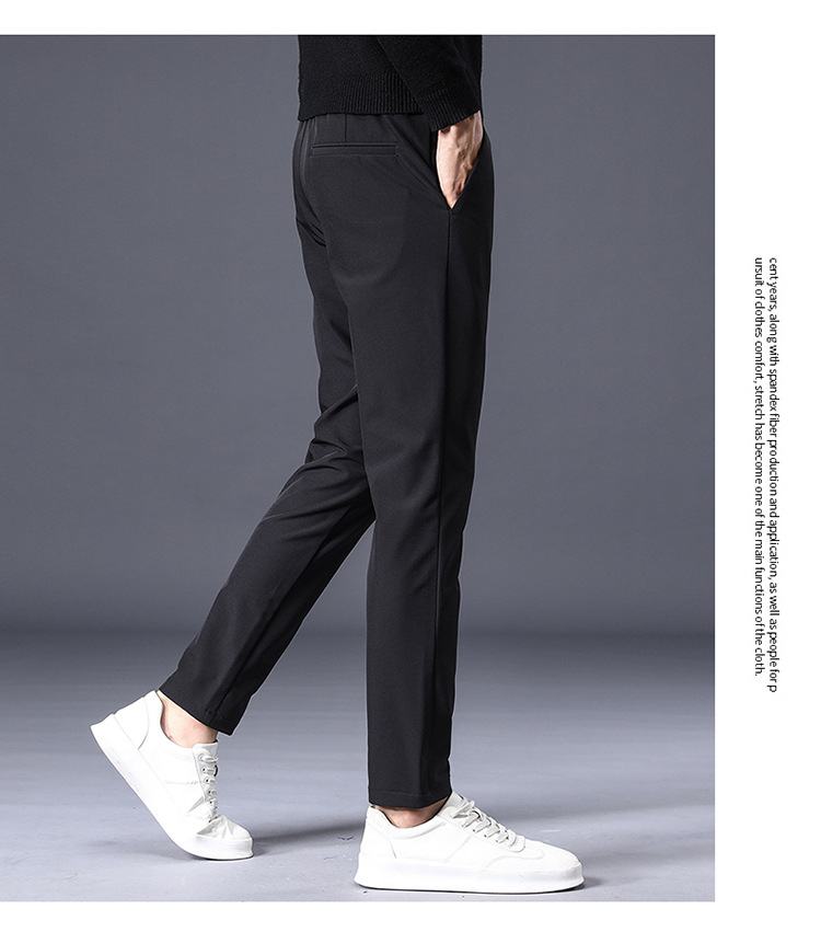 Spring casual slim fit straight suit simple non ironing business autumn men's pants, solid color_voghion.com