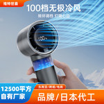 威乐星2025跨境涡轮高速手持风扇数显小风扇便携户外登山挂钩风扇