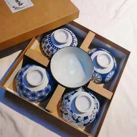 日式高温陶瓷米饭碗礼盒装韩式碗家用餐具礼品碗釉下彩小碗