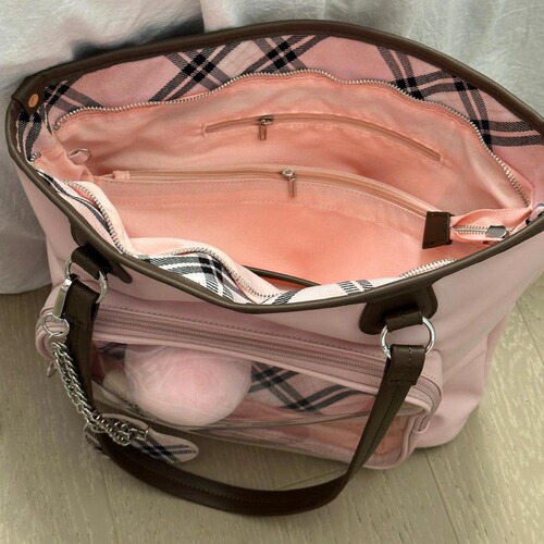 Large Capacity Gingham Pain Bag for Women, Niche Student Commute Versatile Multi-Compartment Shoulder Bag for Teenagers and Anime Fans