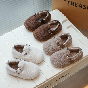 Children's cotton shoes 2024 winter new girls' shoes girls fleece-lined warm shoes Korean baby Mao Mao shoes