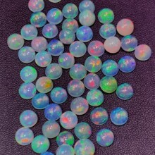 天然欧泊戒面橙火欧泊圆形戒面平底裸石饱满火彩闪镶嵌配件厂批发