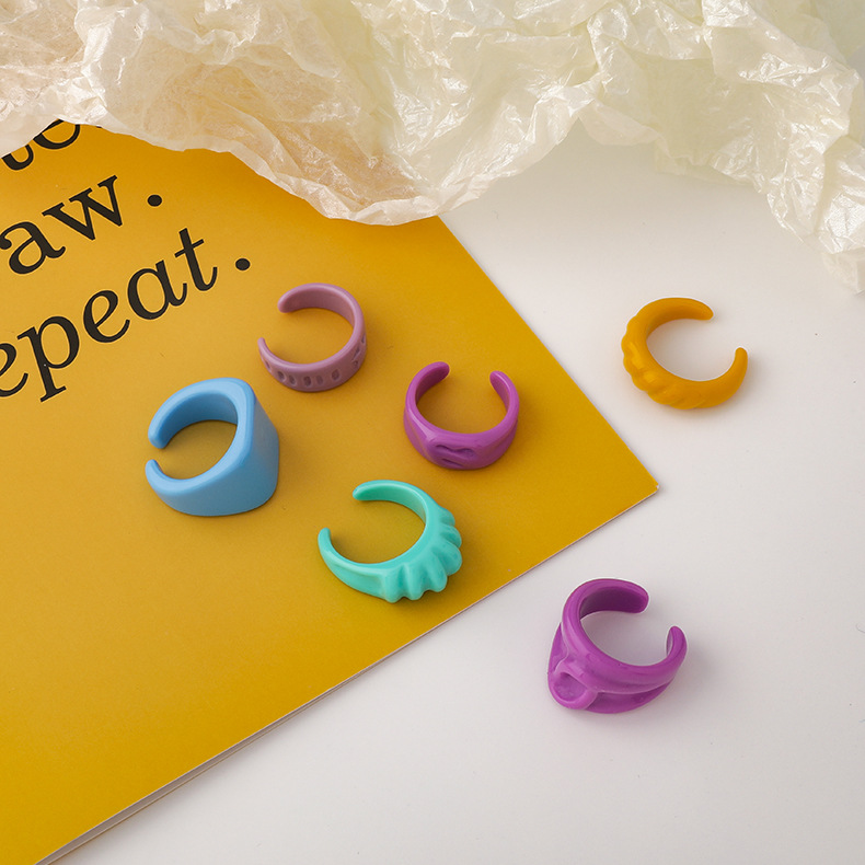 Simple Solid Color Acrylic Ring display picture 11