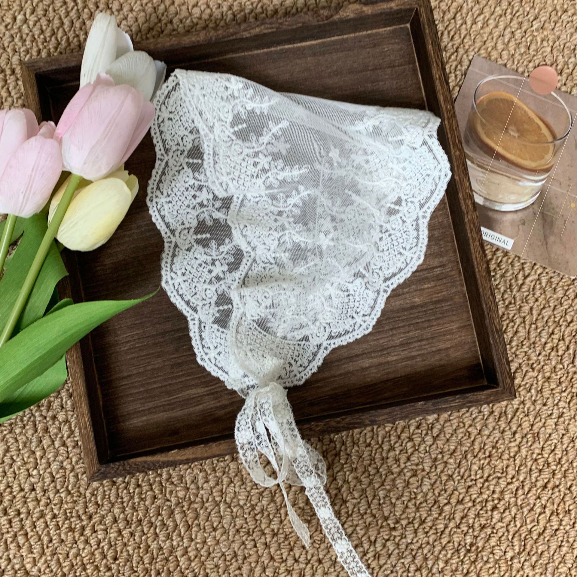 Pañuelo de seda de encaje de alta calidad verano nuevo estilo súper hada flor triángulo bufanda bufanda bufanda femenina pañuelo cinturón para el cabello atado cabello