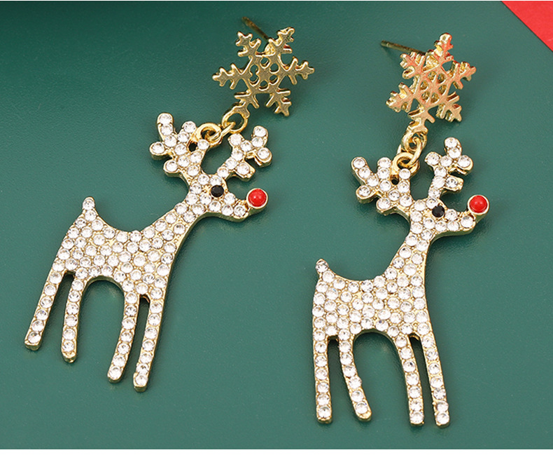 13g Weight 304 Stainless Steel Ear Needle Material Drop Earrings Classification 1 Pair Quantity 1 Pair Christmas Cute Elk Alloy Drop Earrings