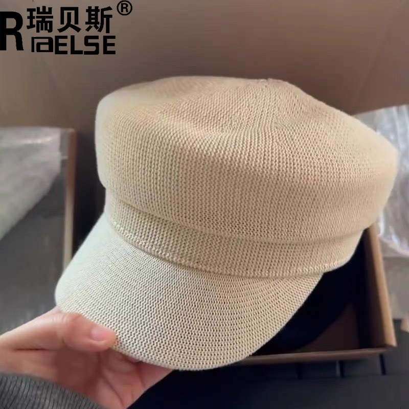Octagonal Linen Fashion Hat in Old Money Style for Women, Sun Protection, Face-Slimming, New Model Newsboy Cap, Sun Hat